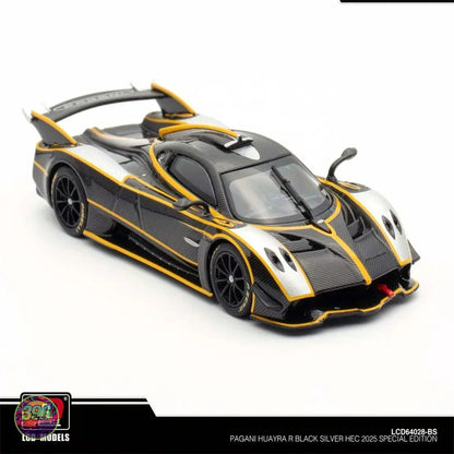 LCD Models - Pagani Huayra R Black Silver HEC 2025 Special Edition – 1:64 LCD Models Diecast Model