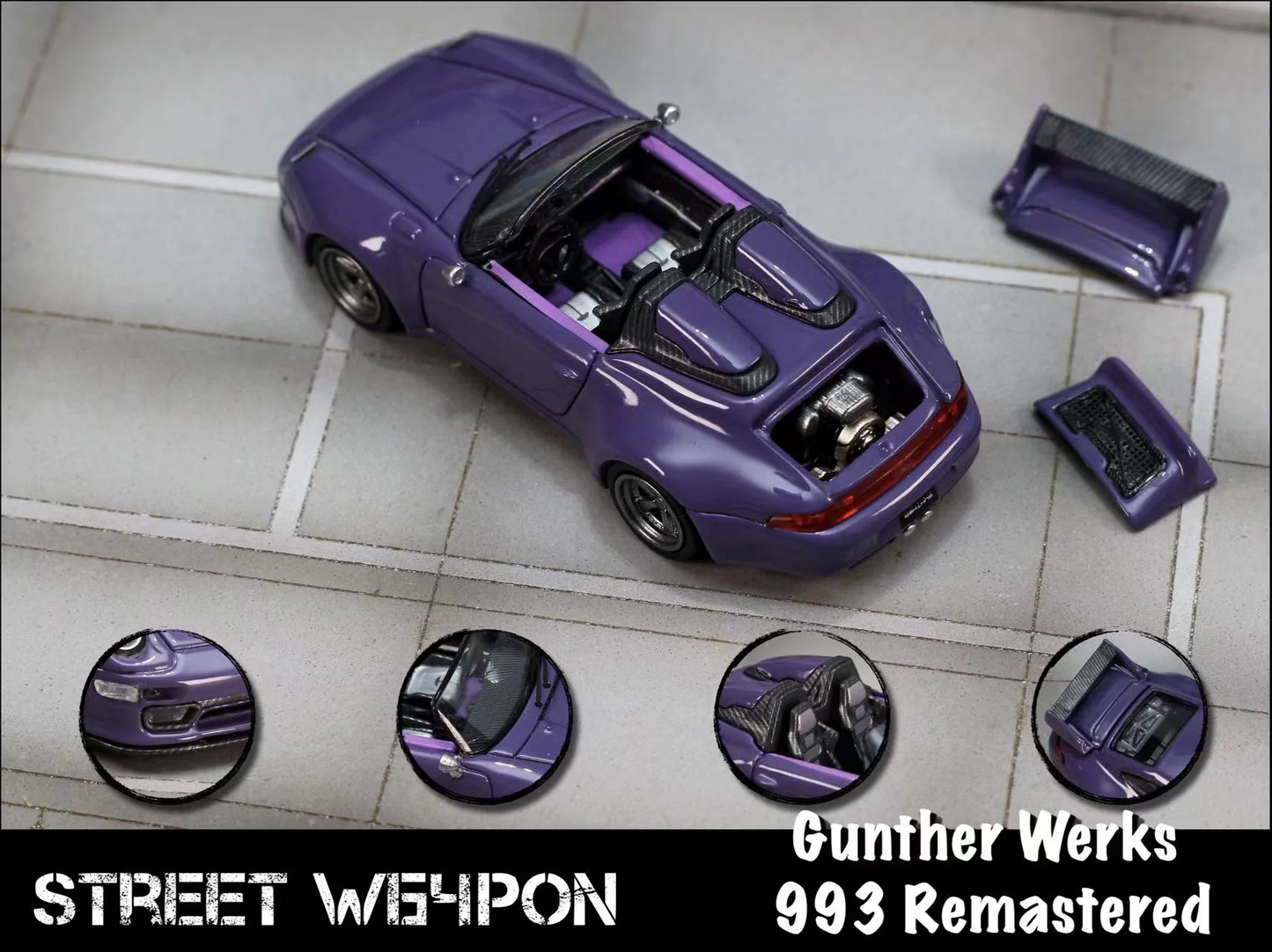 Street Warrior Gunther Werks Porsche 993 Speedster 1:64 Diecast - Viola Purple - Remastered Icon