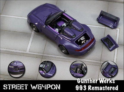 Street Warrior Gunther Werks Porsche 993 Speedster 1:64 Diecast - Viola Purple - Remastered Icon