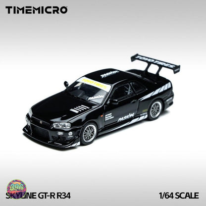 TimeMicro - Nissan Skyline GT-R R34 Black Toyo Tires Livery – 1:64 TimeMicro Diecast Model