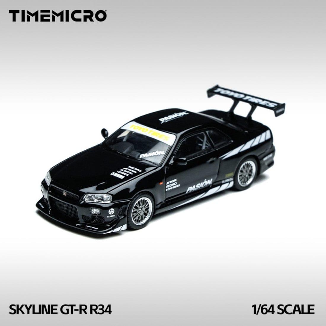 TimeMicro - Nissan Skyline GT-R R34 Black Toyo Tires Livery – 1:64 TimeMicro Diecast Model