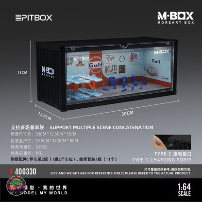 [PREORDER] PitBox - Gulf Racing Garage Diorama Display Case – 1:64 M-Box MoreArt Box Diorama