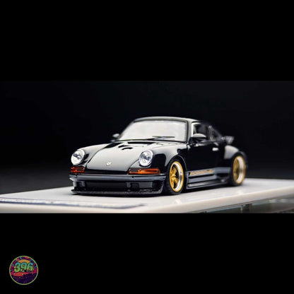 Zincit - Singer Porsche 911 in Black with Gold Wheels – 1:64 Zincit Diecast Model