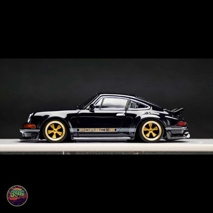 Zincit - Singer Porsche 911 in Black with Gold Wheels – 1:64 Zincit Diecast Model