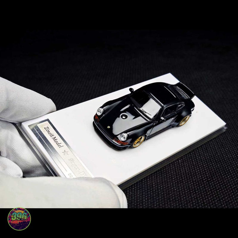 Zincit - Singer Porsche 911 in Black with Gold Wheels – 1:64 Zincit Diecast Model