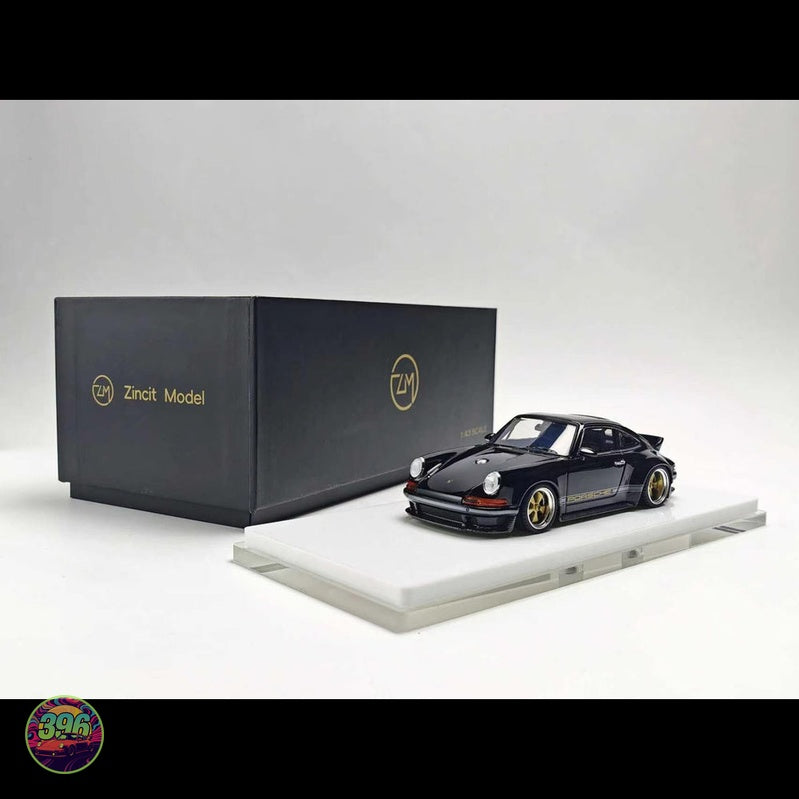 Zincit - Singer Porsche 911 in Black with Gold Wheels – 1:64 Zincit Diecast Model